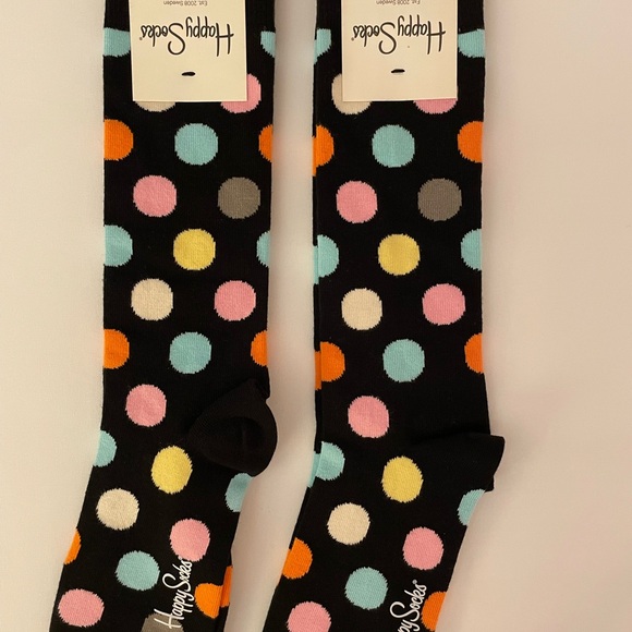 Happy Socks Other - Happy Socks Black and Multi-color Big Dot Cotton Socks